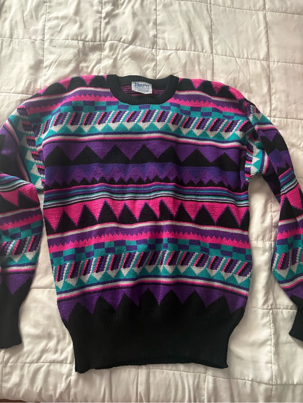 Vintage 90’s Meister Sweater wool and acrylic funky print L/XL